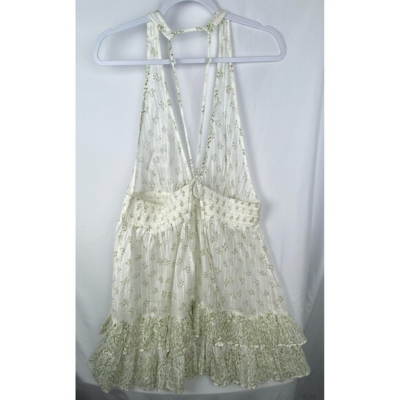 Intimately Free People Happy Hour Mini Slip Womens XL Ivory Green Tiered Smocked - Picture 8 of 15
